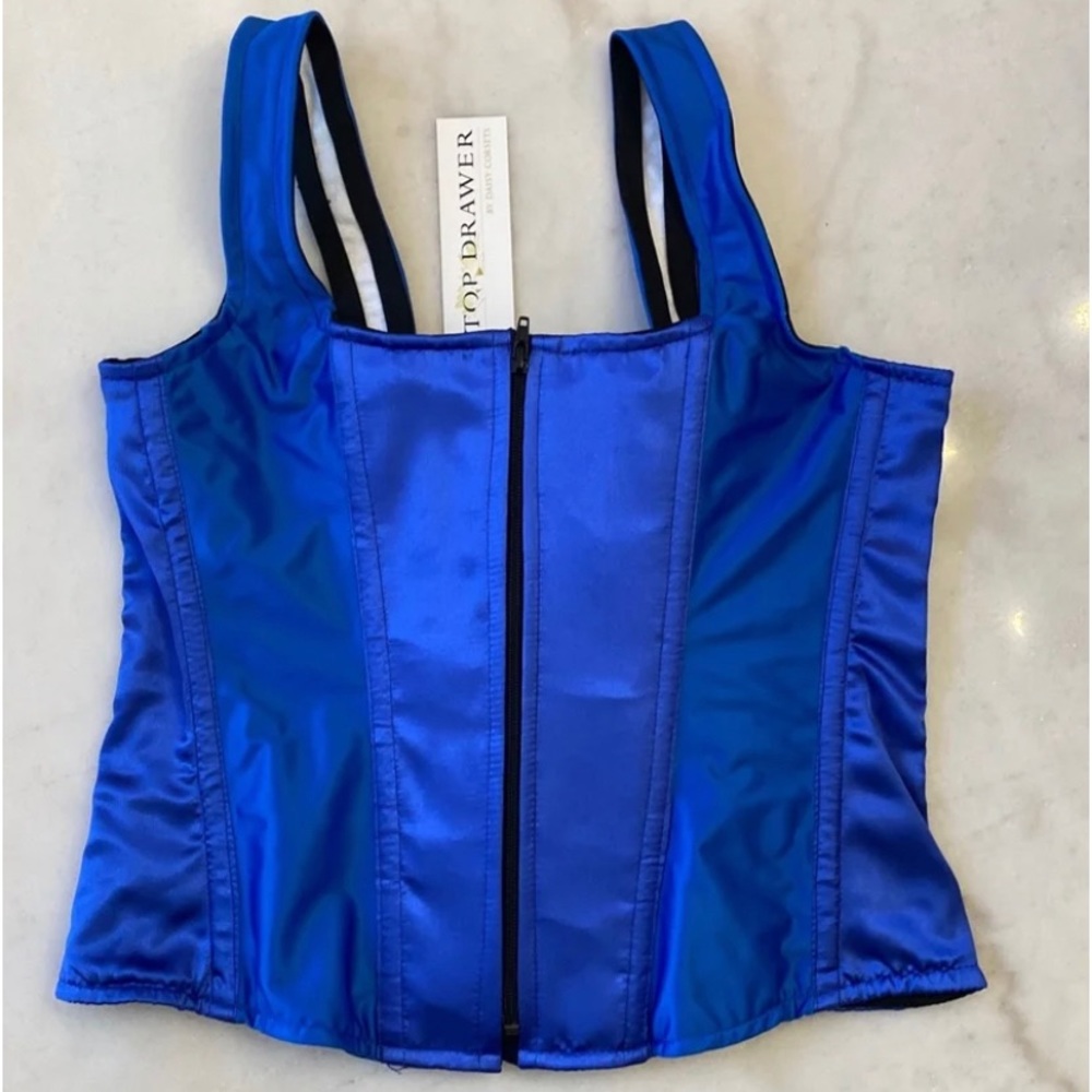 Top Drawer by Daisy Corsets Blue Satin XL Lace up Corset